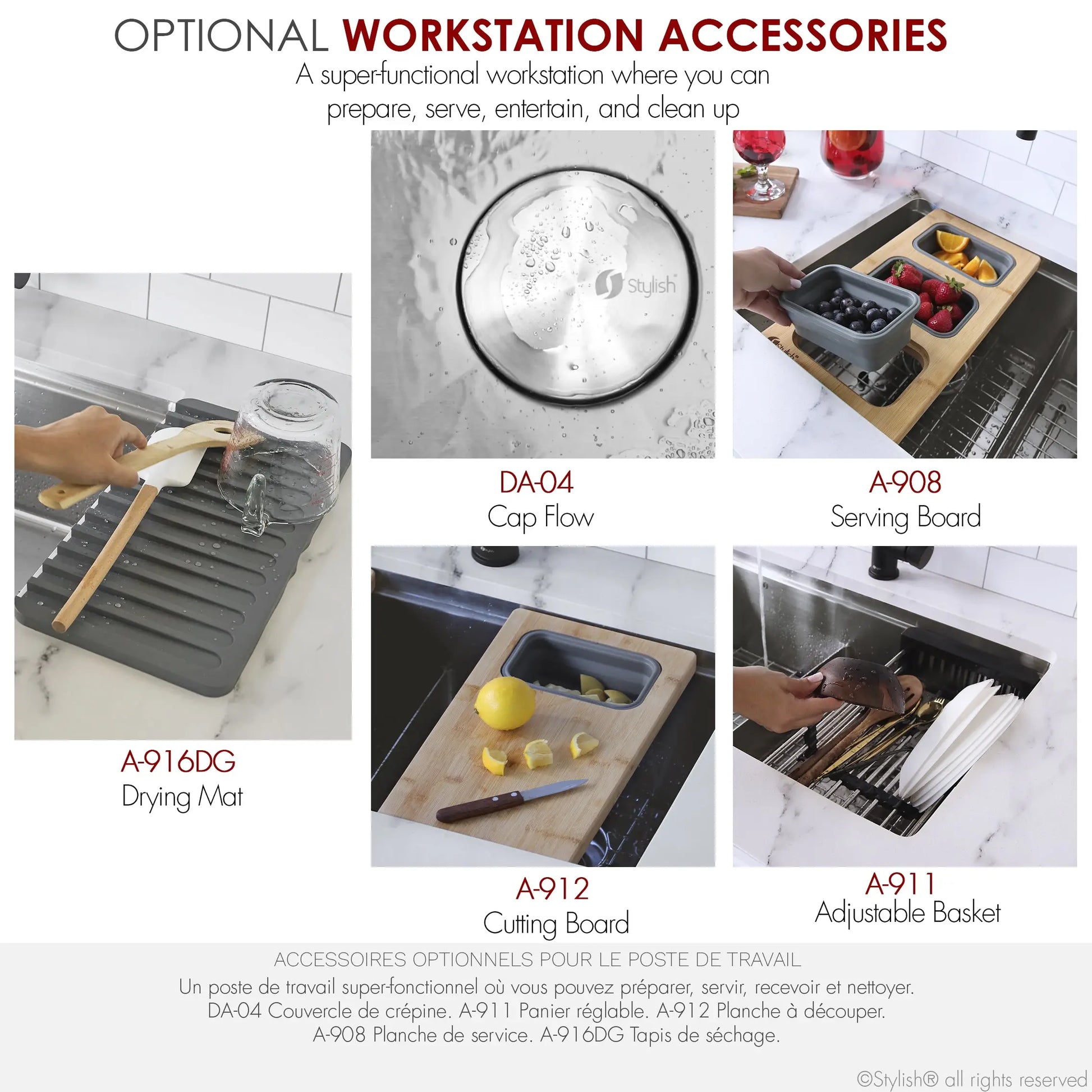 STYLISH 30 inch Workstation Double Bowl Undermount and Drop-in 16 Gauge Stainless Steel Kitchen Sink with Built in Accessories S-230W - Plumbing Market