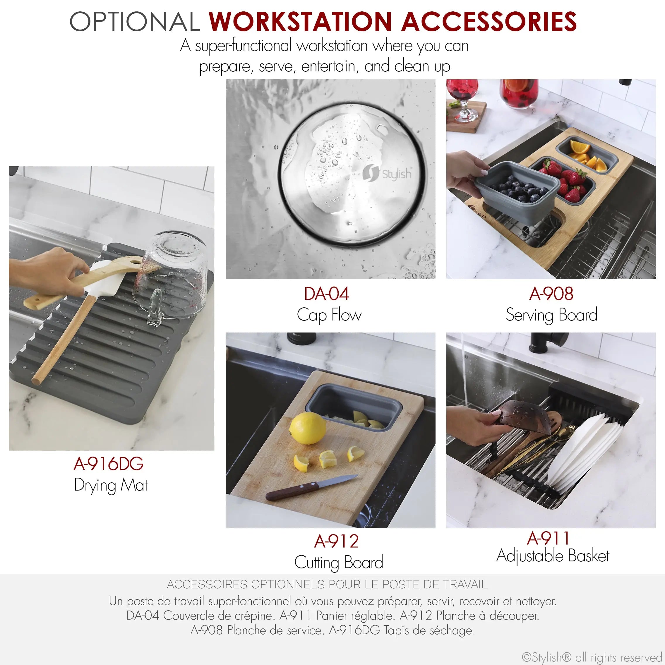 STYLISH 30 inch Workstation Double Bowl Undermount and Drop-in 16 Gauge Stainless Steel Kitchen Sink with Built in Accessories S-230W - Plumbing Market