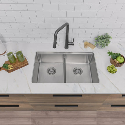 STYLISH 30 inch Workstation Double Bowl Undermount and Drop-in 16 Gauge Stainless Steel Kitchen Sink with Built in Accessories S-230W - Plumbing Market