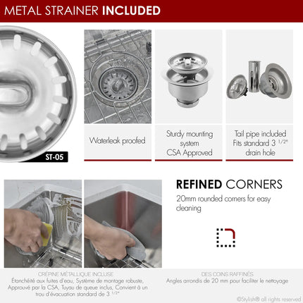 STYLISH 31 inch Single Bowl Dual mount Stainless Steel Kitchen Sink S-402G - Plumbing Market