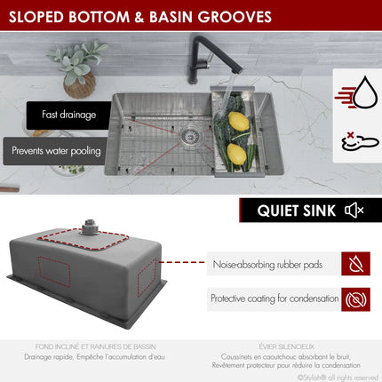 STYLISH 31 inch Single Bowl Dual mount Stainless Steel Kitchen Sink S-402G - Plumbing Market