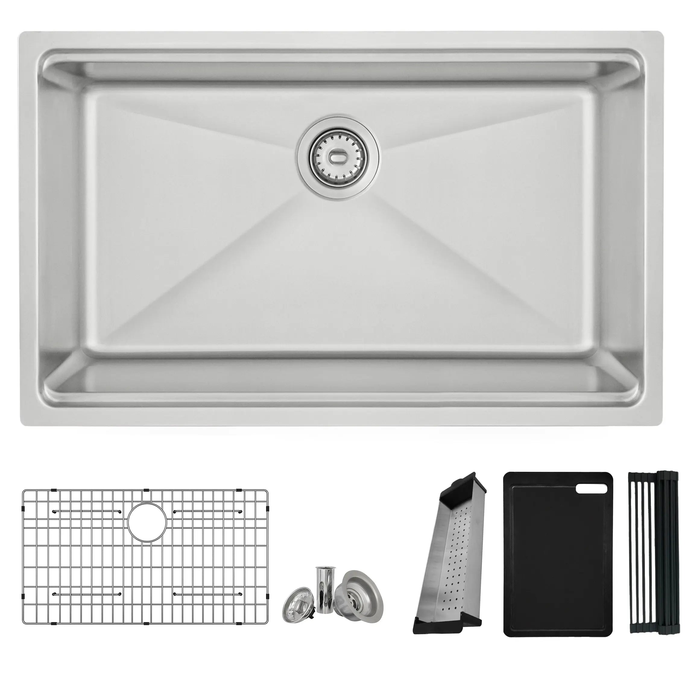 STYLISH 31 inch Workstation Single Bowl Undermount and Drop-in 16 Gauge Stainless Steel Kitchen Sink with Built in Accessories S-131W - Plumbing Market