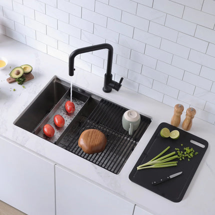 STYLISH 31 inch Workstation Single Bowl Undermount and Drop-in 16 Gauge Stainless Steel Kitchen Sink with Built in Accessories S-131W - Plumbing Market