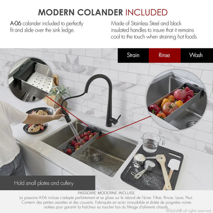 STYLISH 31 inch Workstation Single Bowl Undermount and Drop-in 16 Gauge Stainless Steel Kitchen Sink with Built in Accessories S-131W - Plumbing Market