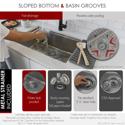 STYLISH 31 inch Workstation Single Bowl Undermount and Drop-in 16 Gauge Stainless Steel Kitchen Sink with Built in Accessories S-131W - Plumbing Market