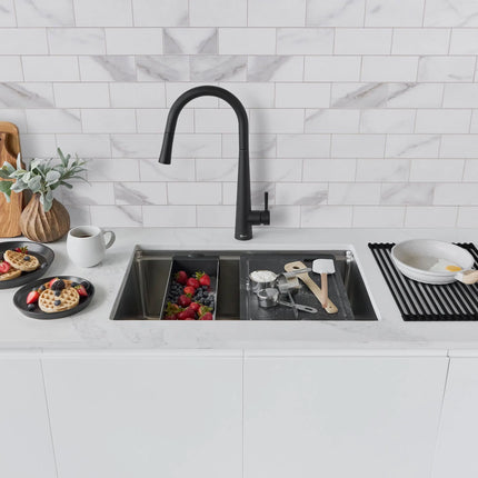 STYLISH 31 inch Workstation Single Bowl Undermount and Drop-in 16 Gauge Stainless Steel Kitchen Sink with Built in Accessories S-131W - Plumbing Market