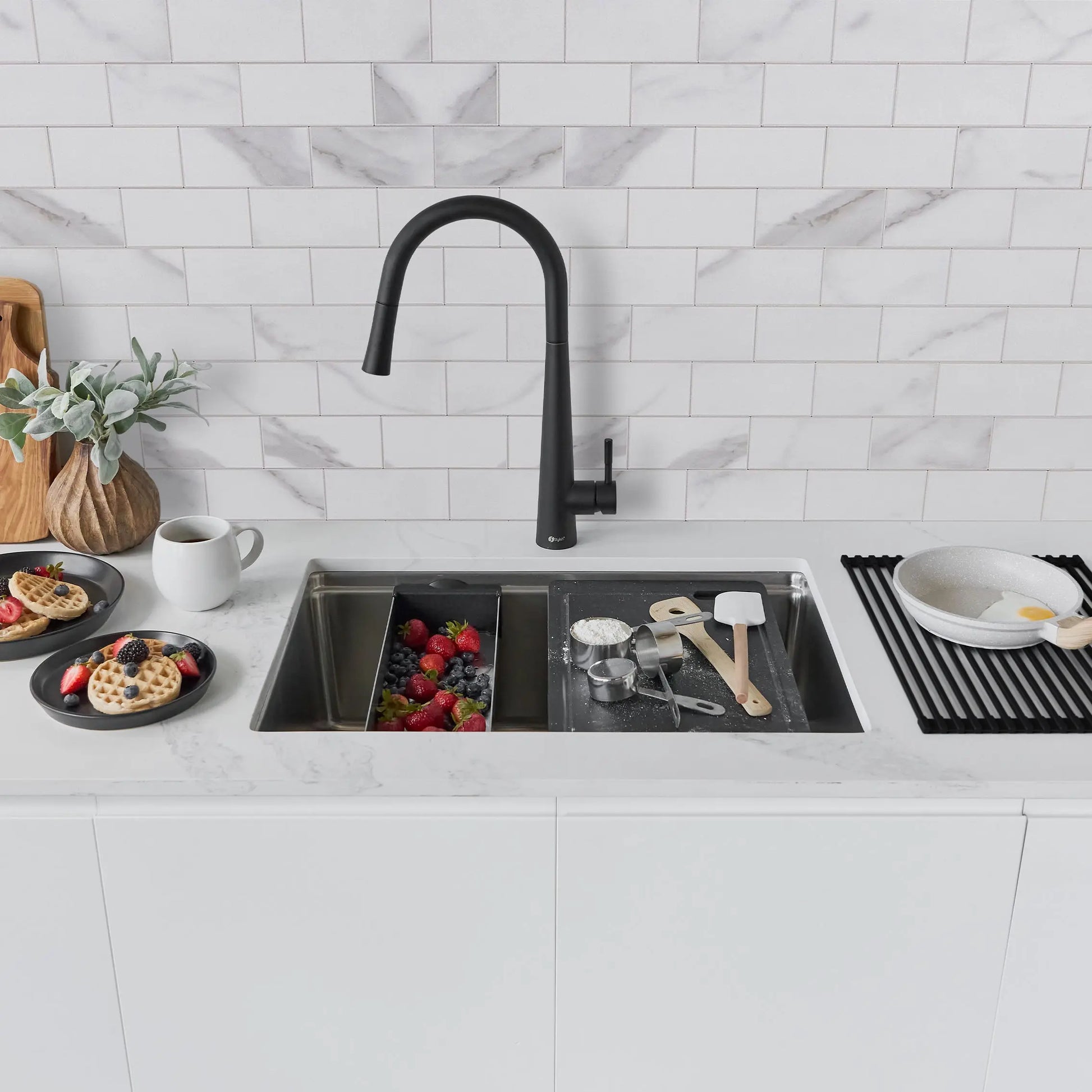 STYLISH 31 inch Workstation Single Bowl Undermount and Drop-in 16 Gauge Stainless Steel Kitchen Sink with Built in Accessories S-131W - Plumbing Market