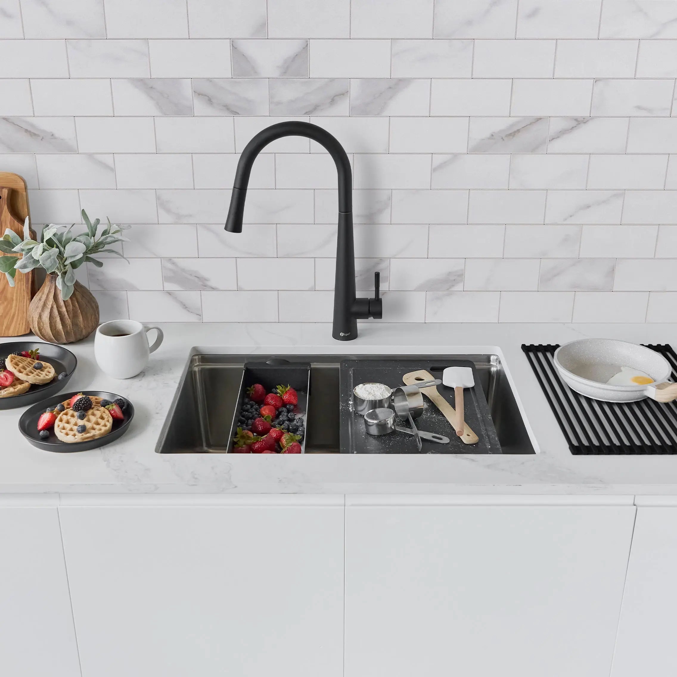 STYLISH 31 inch Workstation Single Bowl Undermount and Drop-in 16 Gauge Stainless Steel Kitchen Sink with Built in Accessories S-131W - Plumbing Market