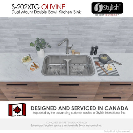 STYLISH 32 Low Divider Double Undermount and Drop-in Kitchen Sink S-202XTG - Plumbing Market