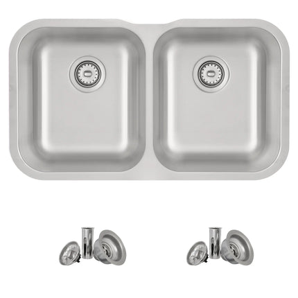 STYLISH 32 inch Double Bowl Undermount and Drop-in Stainless Steel Kitchen Sink S-200T - Plumbing Market