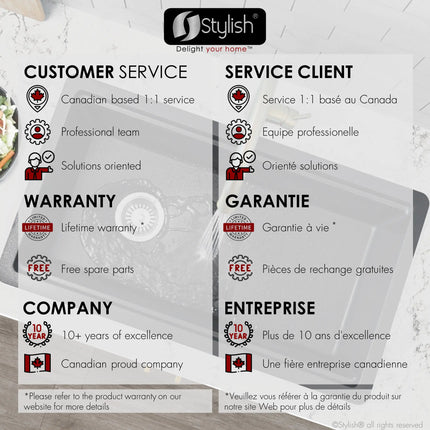 STYLISH 32 inch Dual Mount  Workstation Single Bowl Black Composite Granite Kitchen Sink with Built in Accessories S-832WN - Plumbing Market