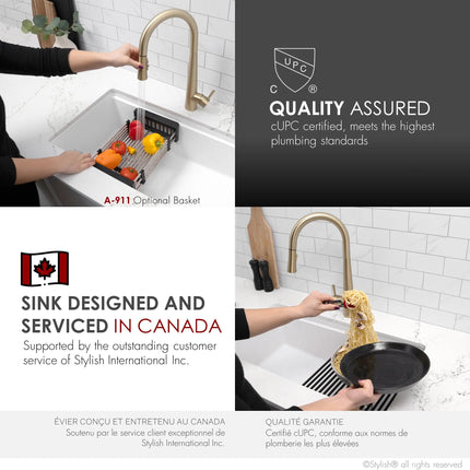 STYLISH 32 inch Dual Mount  Workstation Single Bowl White Composite Granite Kitchen Sink with Built in Accessories S-832WH - Plumbing Market