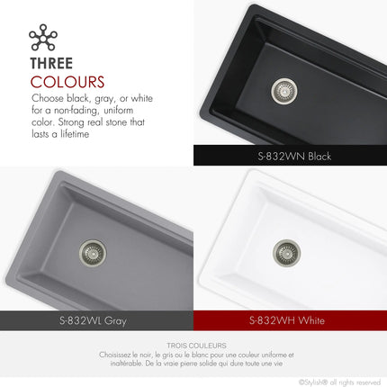 STYLISH 32 inch Dual Mount  Workstation Single Bowl White Composite Granite Kitchen Sink with Built in Accessories S-832WH - Plumbing Market