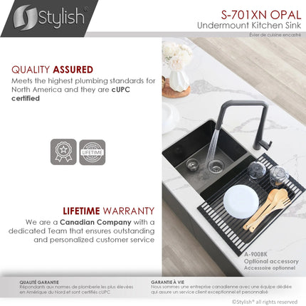 STYLISH 32 inch Graphite Double Bowl Undermount Stainless Steel Kitchen Sink S-701XN - Plumbing Market