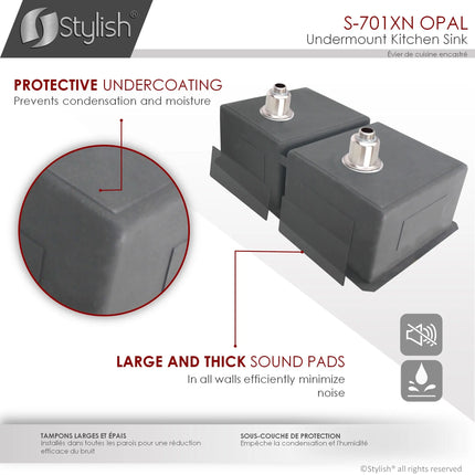 STYLISH 32 inch Graphite Double Bowl Undermount Stainless Steel Kitchen Sink S-701XN - Plumbing Market