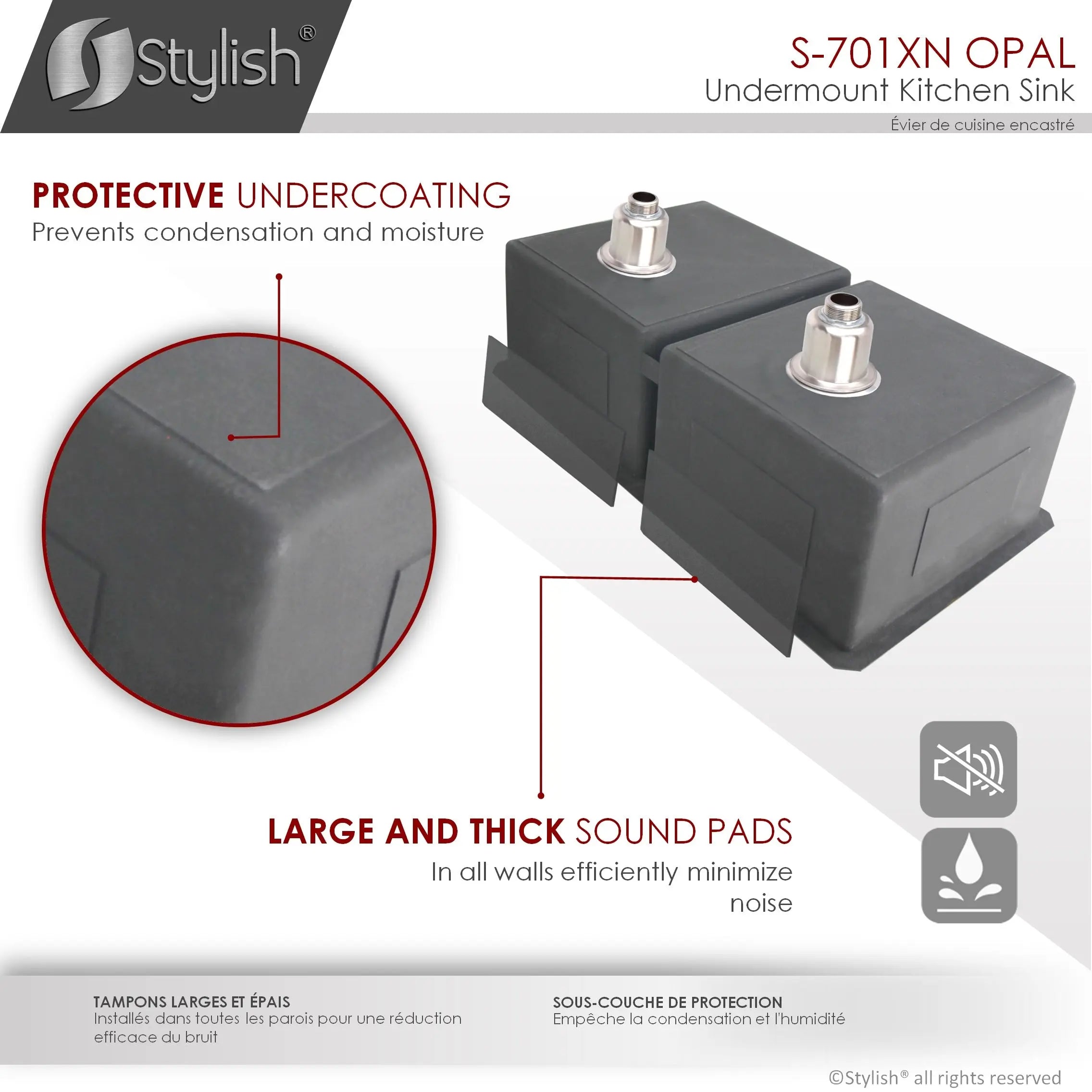 STYLISH 32 inch Graphite Double Bowl Undermount Stainless Steel Kitchen Sink S-701XN - Plumbing Market