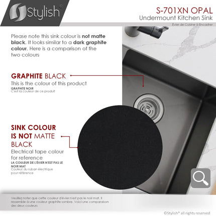 STYLISH 32 inch Graphite Double Bowl Undermount Stainless Steel Kitchen Sink S-701XN - Plumbing Market