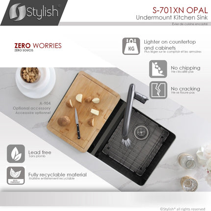 STYLISH 32 inch Graphite Double Bowl Undermount Stainless Steel Kitchen Sink S-701XN - Plumbing Market