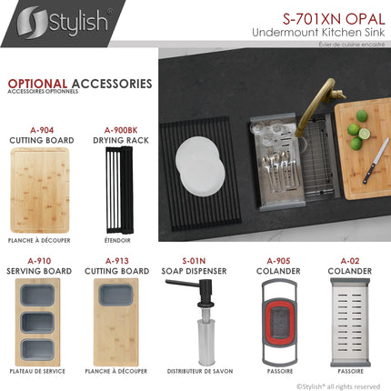 STYLISH 32 inch Graphite Double Bowl Undermount Stainless Steel Kitchen Sink S-701XN - Plumbing Market