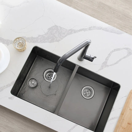 STYLISH 32 inch Graphite Double Bowl Undermount Stainless Steel Kitchen Sink S-701XN - Plumbing Market