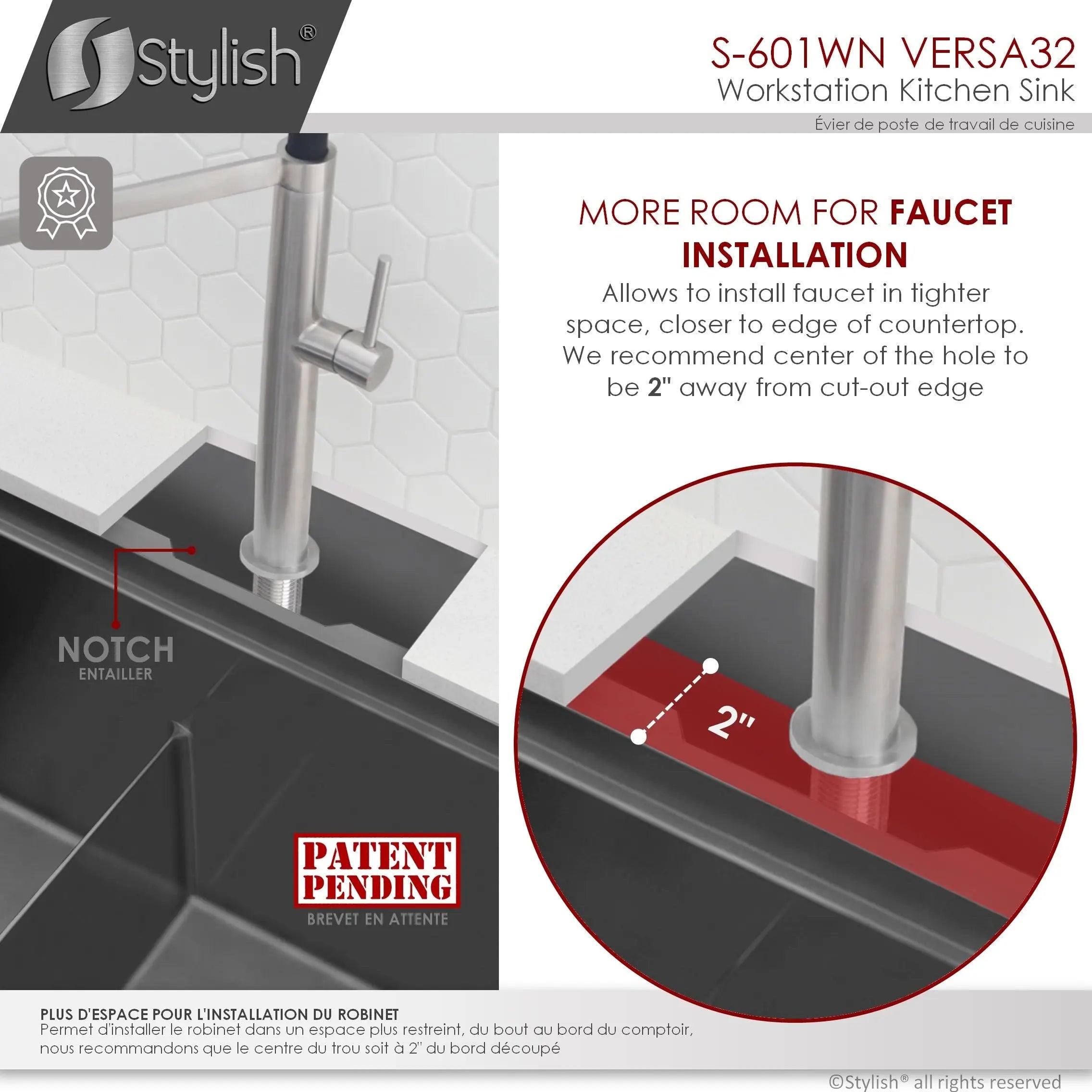 STYLISH 32 inch Workstation Double Bowl Undermount 16 Gauge Stainless Steel Kitchen Sink with Built in Accessories in Graphite Black S-601WN S-601WN - Plumbing Market
