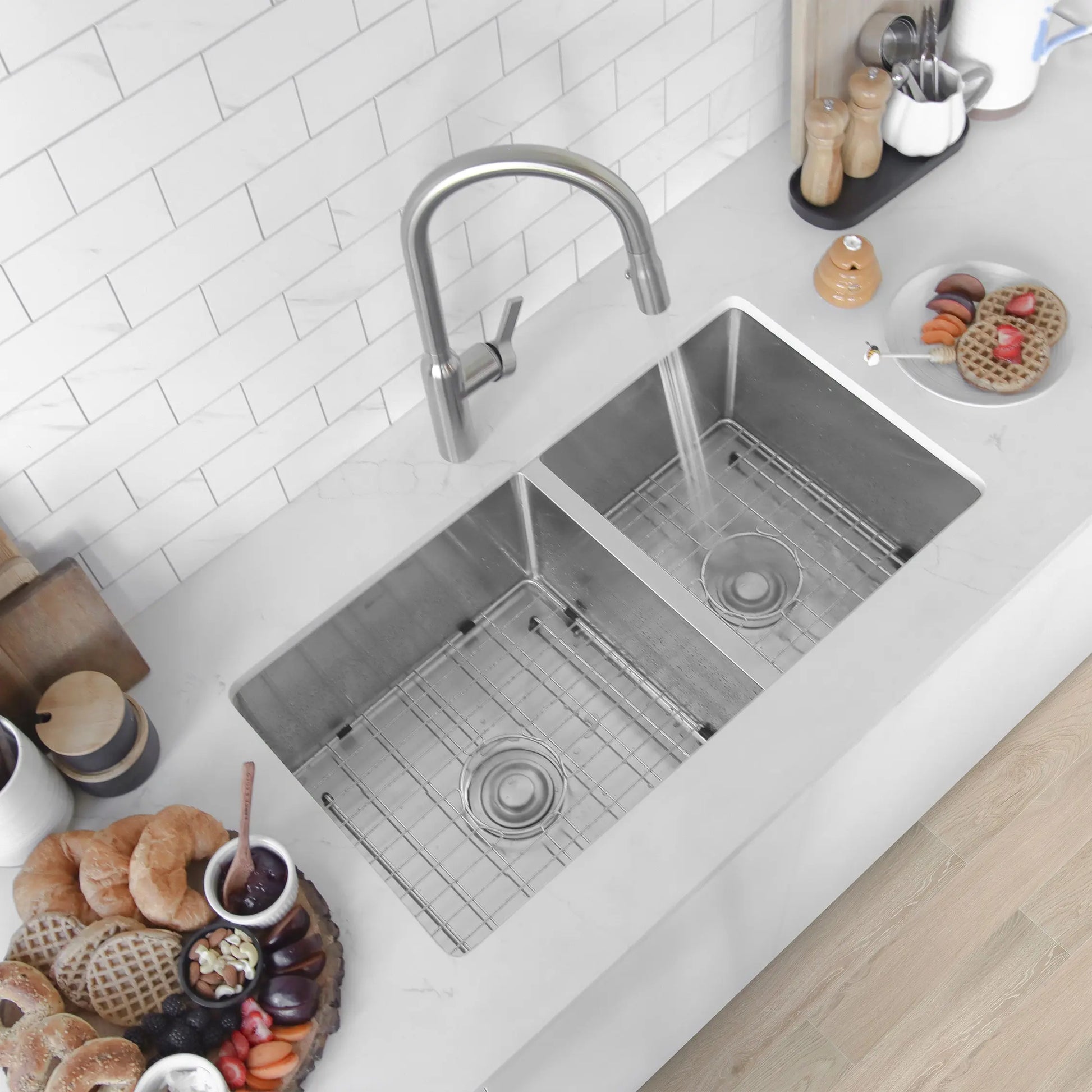 STYLISH 33 inch Double Bowl 60/40 Reversible Undermount  16G Stainless Steel Kitchen Sink S-322XG - Plumbing Market