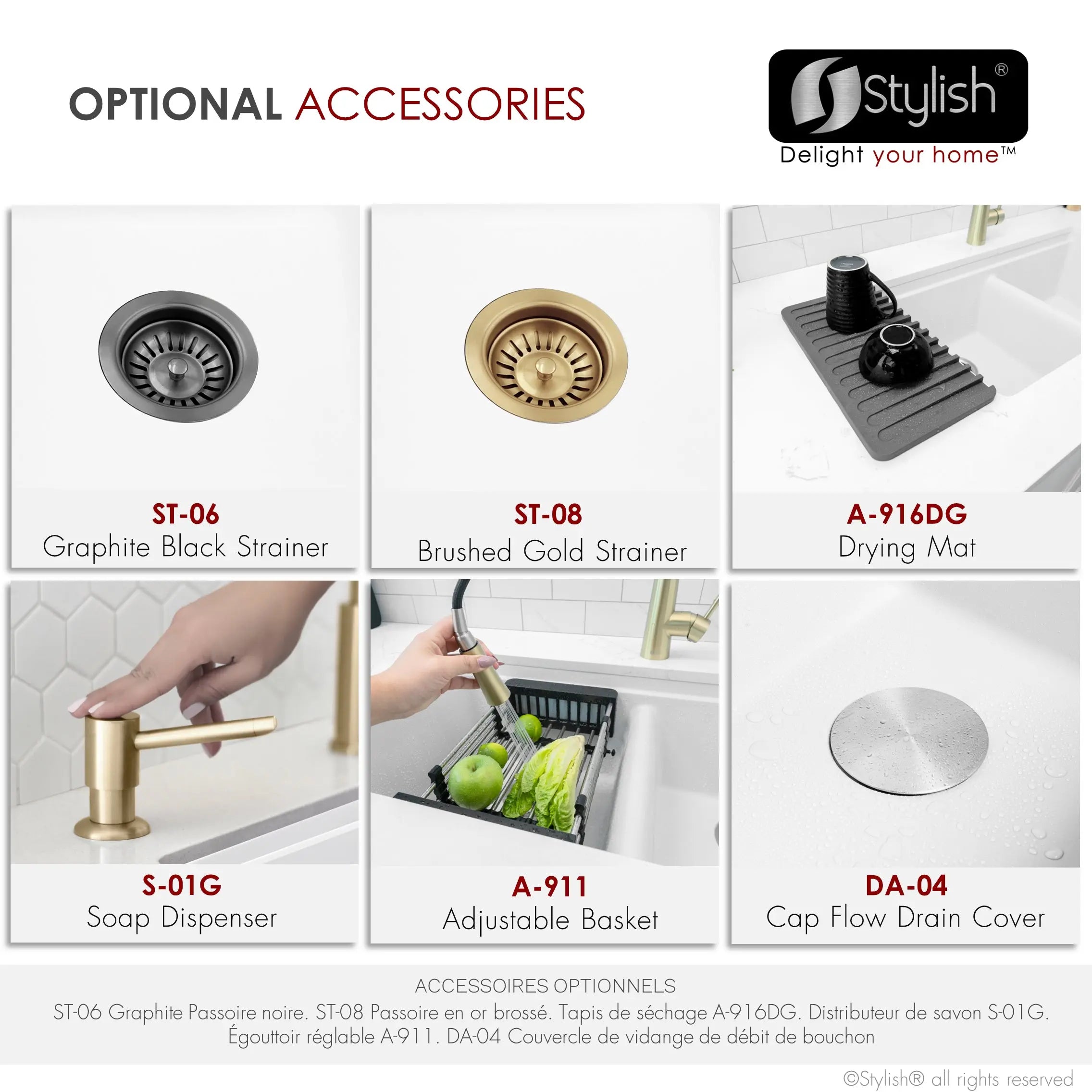 STYLISH 33 inch Dual Mount  Workstation Double Bowl White Composite Granite Kitchen Sink with Built in Accessories S-833WH - Plumbing Market