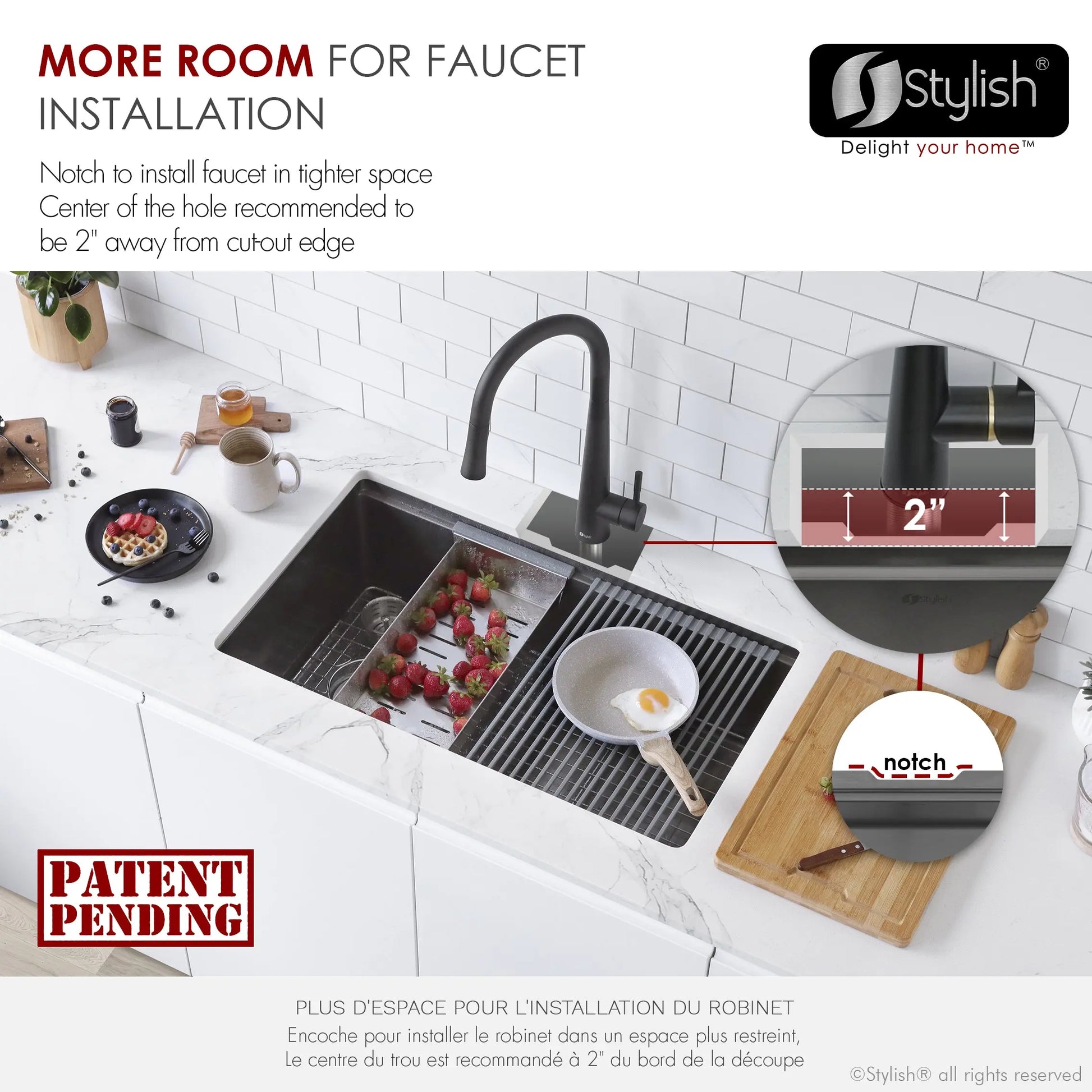 STYLISH 33 inch Workstation Single Bowl Undermount 16 Gauge Stainless Steel Kitchen Sink with Built in Accessories S-613WN - Plumbing Market