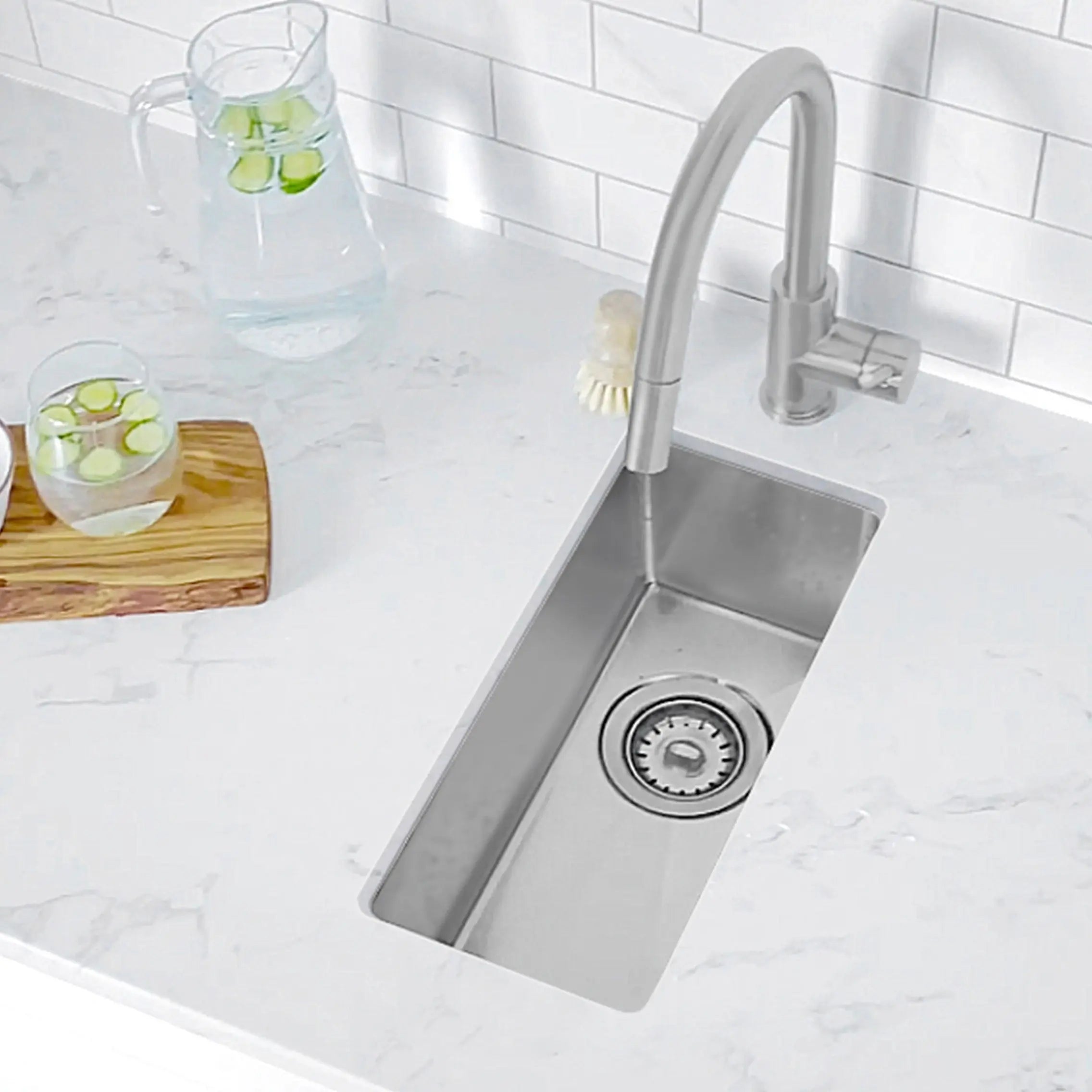 STYLISH 9 inch Single Bowl Undermount and Drop-in Stainless Steel Kitchen Sink S-417T - Plumbing Market