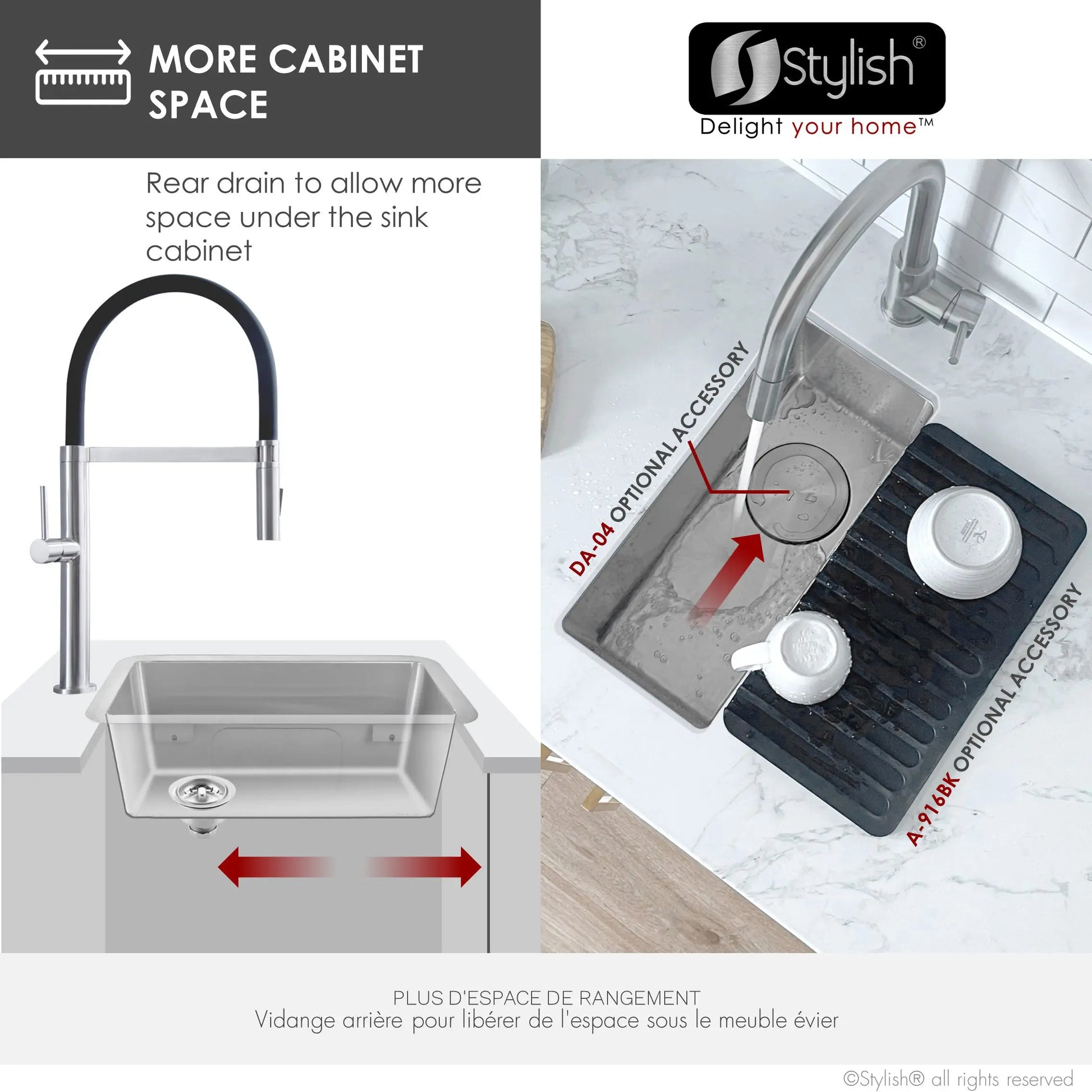 STYLISH 9 inch Single Bowl Undermount and Drop-in Stainless Steel Kitchen Sink S-417T - Plumbing Market