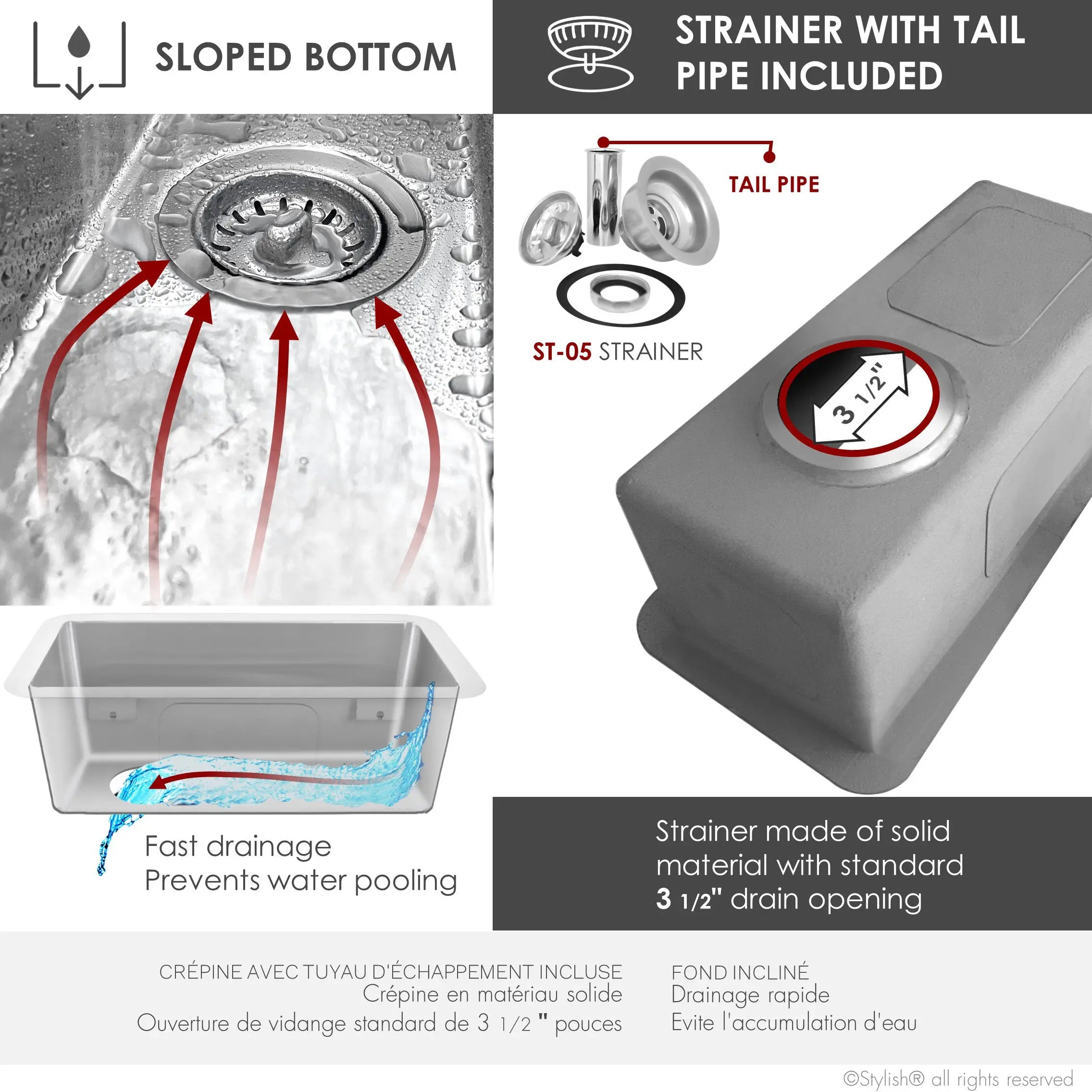 STYLISH 9 inch Single Bowl Undermount and Drop-in Stainless Steel Kitchen Sink S-417T - Plumbing Market