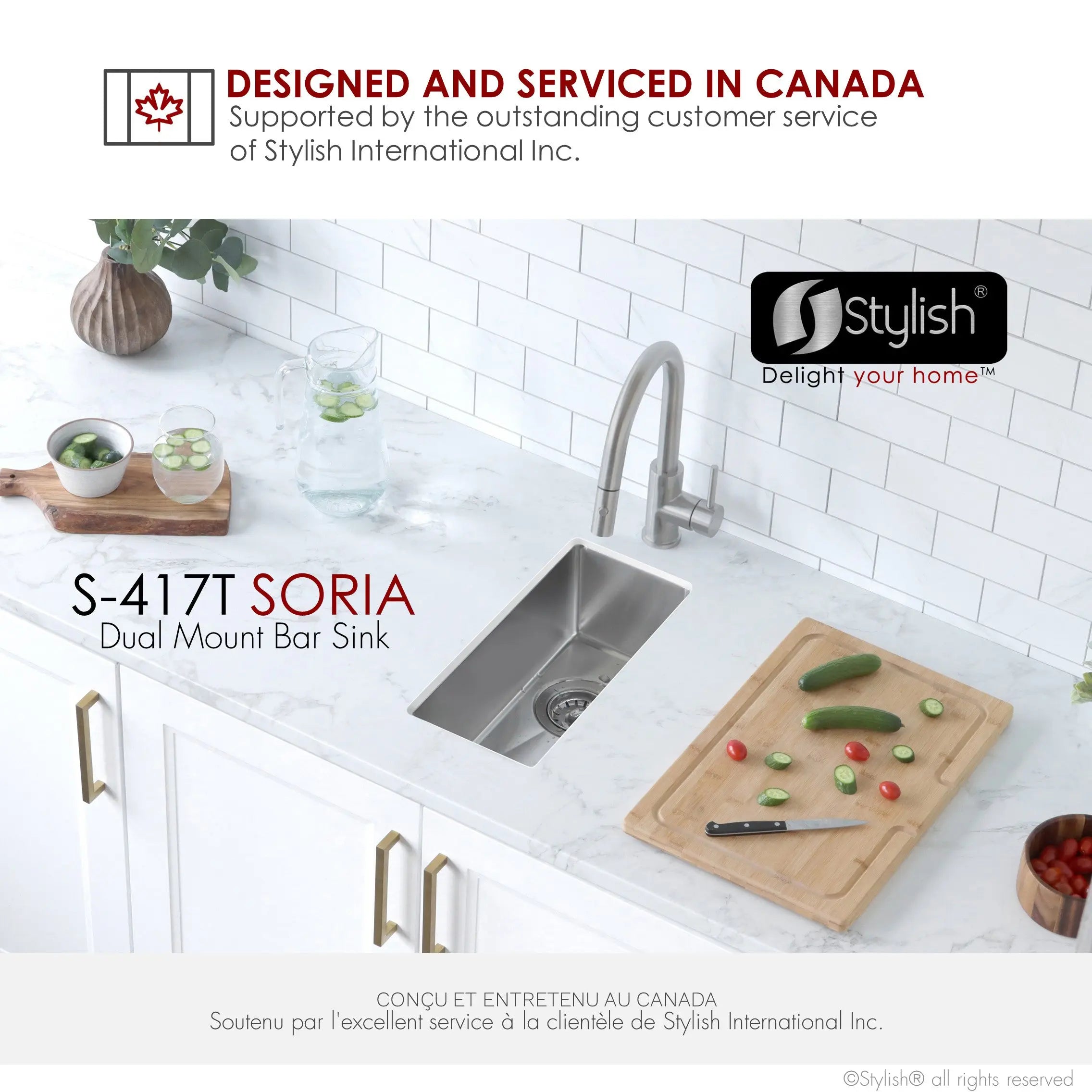 STYLISH 9 inch Single Bowl Undermount and Drop-in Stainless Steel Kitchen Sink S-417T - Plumbing Market