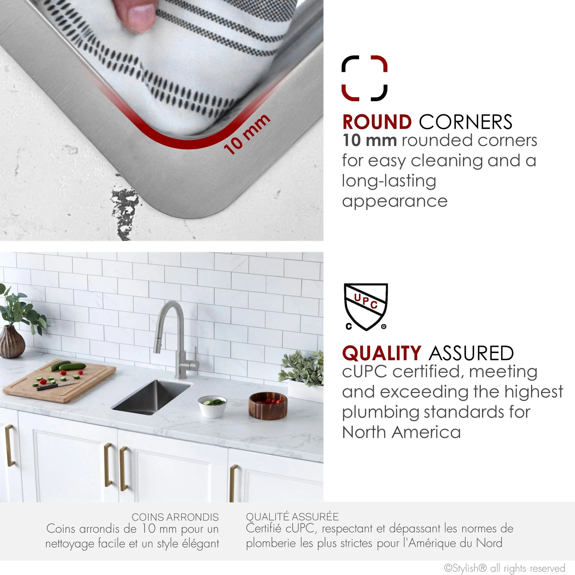 STYLISH 9 inch Single Bowl Undermount and Drop-in Stainless Steel Kitchen Sink S-417T - Plumbing Market