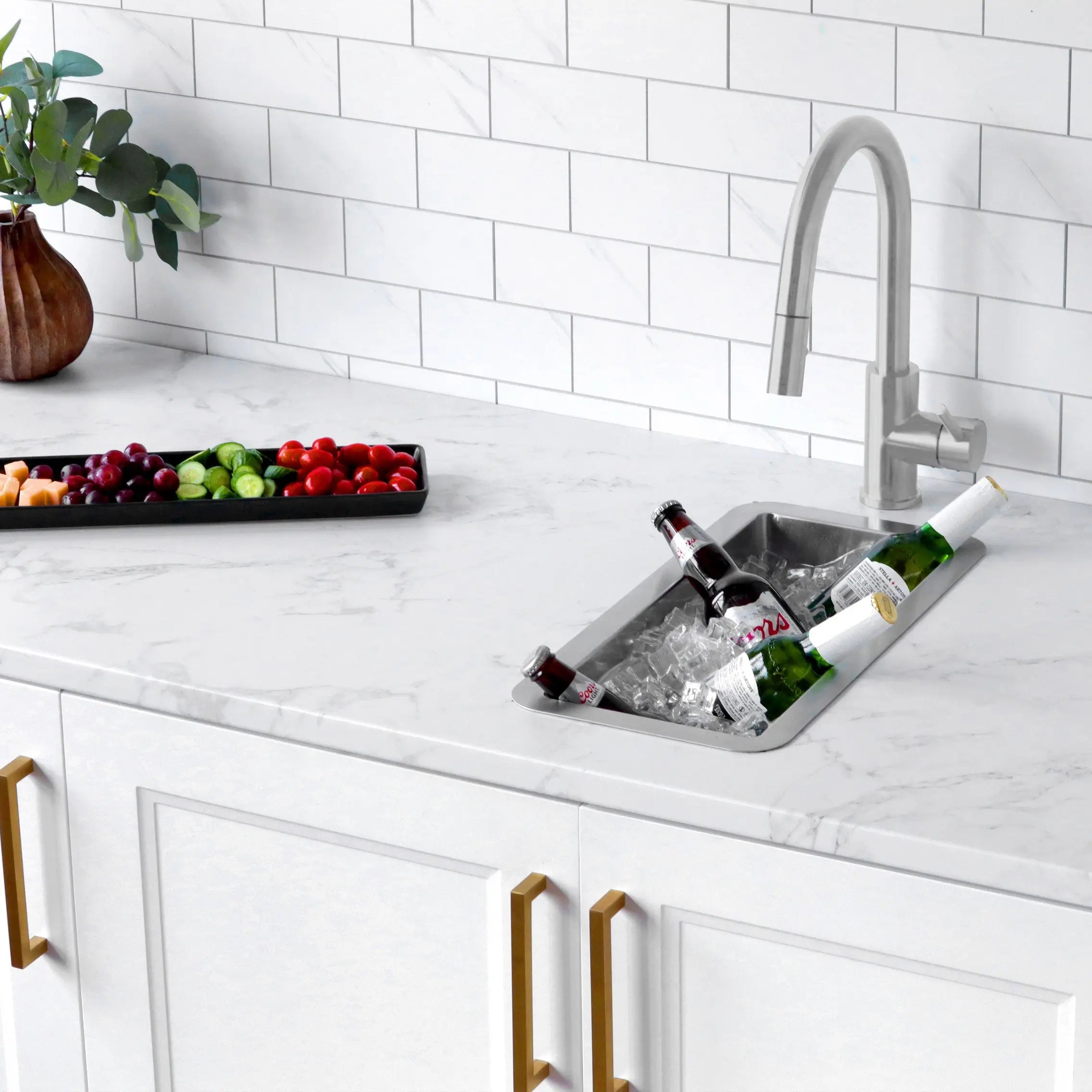 STYLISH 9 inch Single Bowl Undermount and Drop-in Stainless Steel Kitchen Sink S-417T - Plumbing Market