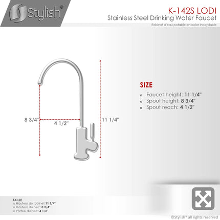 STYLISH Kitchen Sink Drinking Water Tap Faucet Stainless Steel Brushed Finish - Plumbing Market