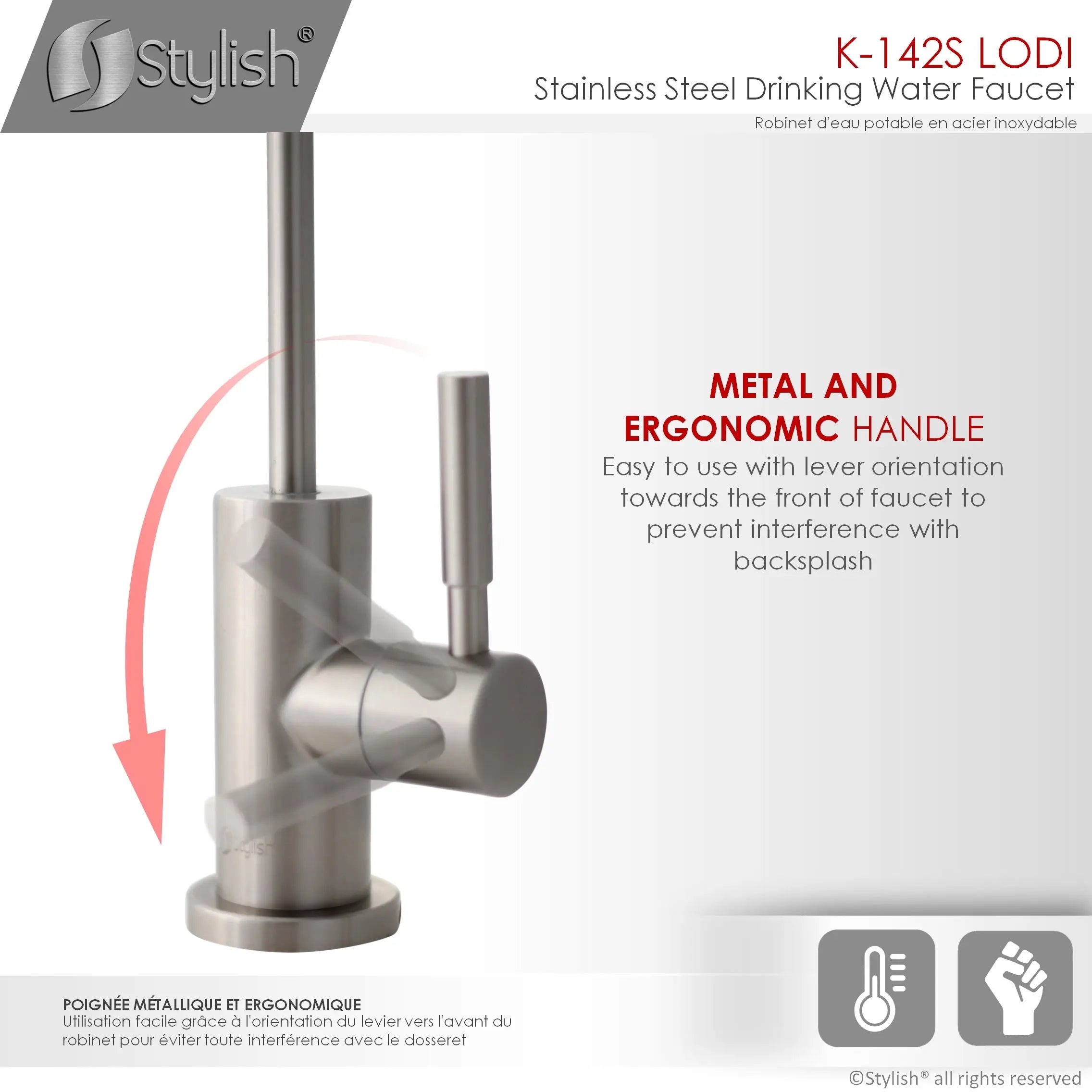 STYLISH Kitchen Sink Drinking Water Tap Faucet Stainless Steel Brushed Finish - Plumbing Market