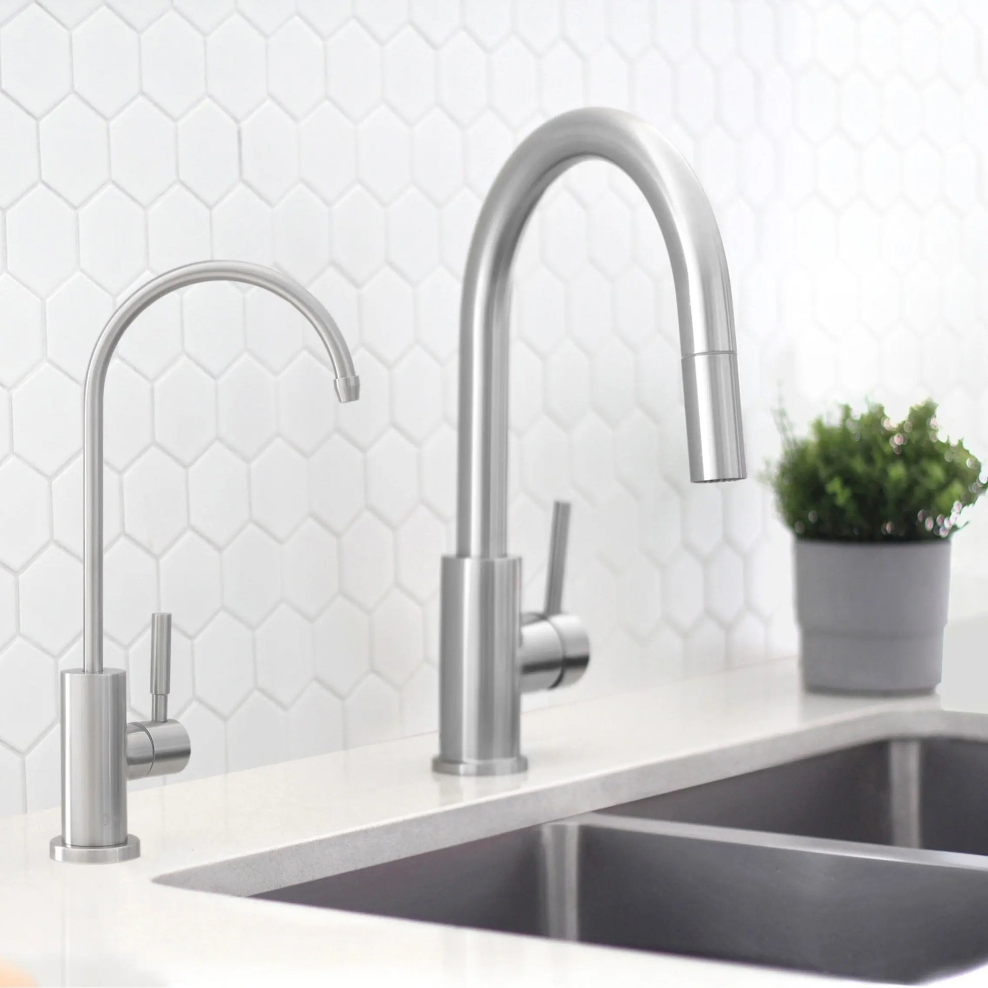 STYLISH Kitchen Sink Drinking Water Tap Faucet Stainless Steel Brushed Finish - Plumbing Market
