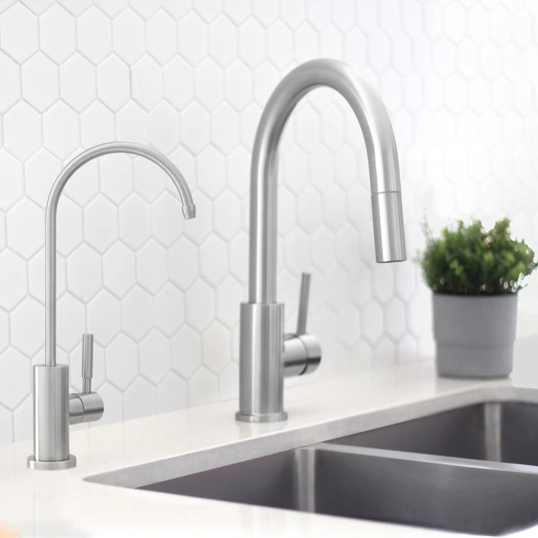 STYLISH Kitchen Sink Drinking Water Tap Faucet Stainless Steel Brushed Finish - Plumbing Market