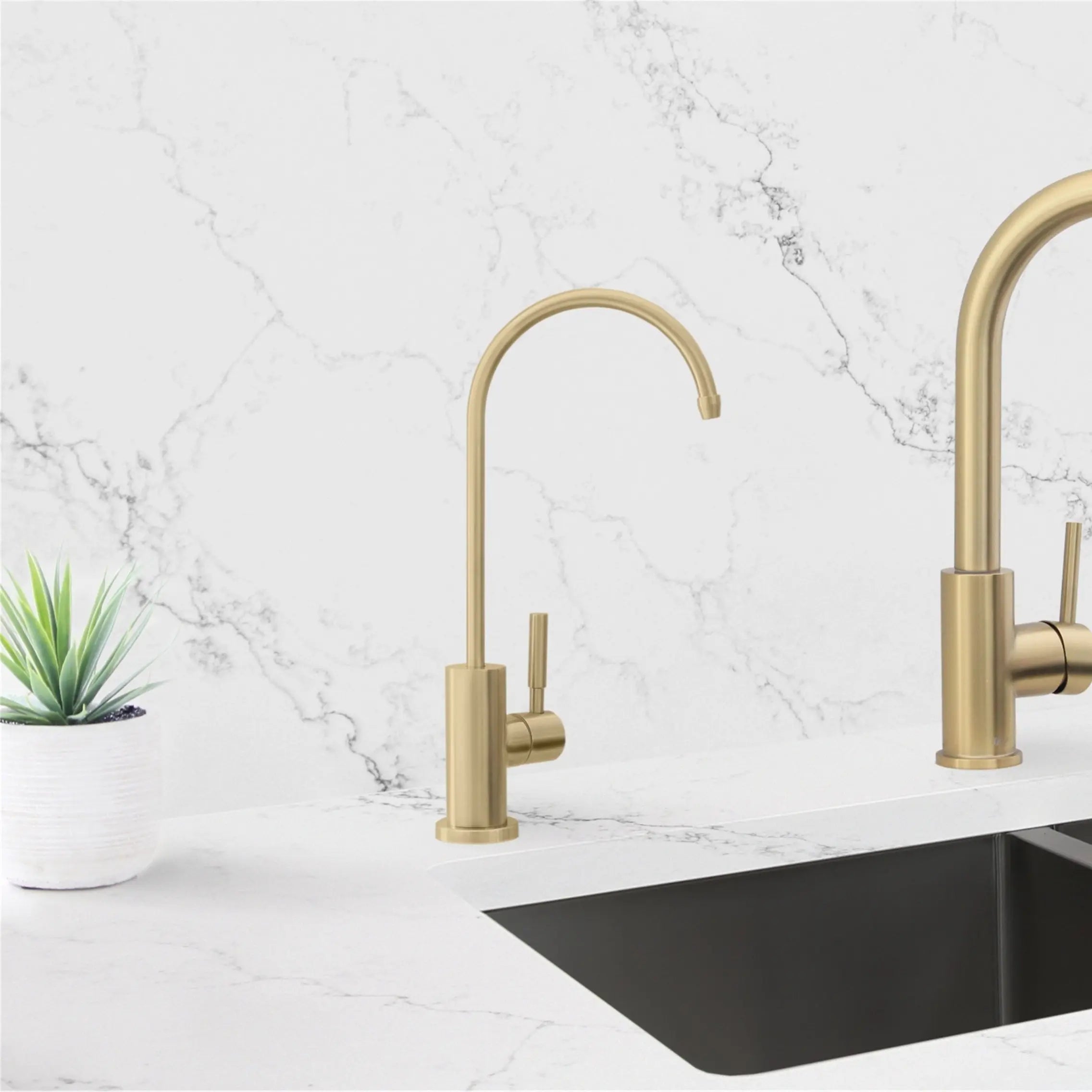 STYLISH Kitchen Sink Drinking Water Tap Faucet, Stainless Steel Brushed Gold Finish K-142G - Plumbing Market