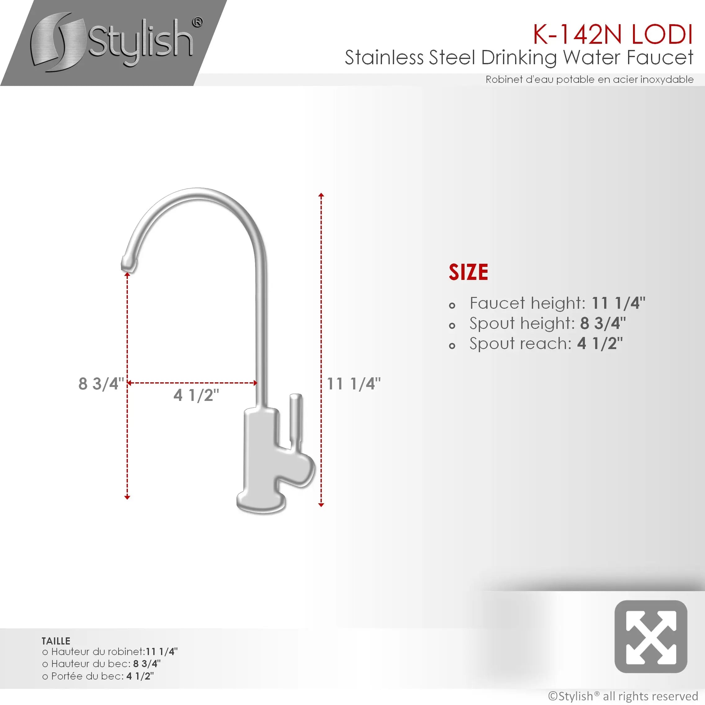 STYLISH Kitchen Sink Drinking Water Tap Faucet, Stainless Steel Matte Black Finish K-142N - Plumbing Market