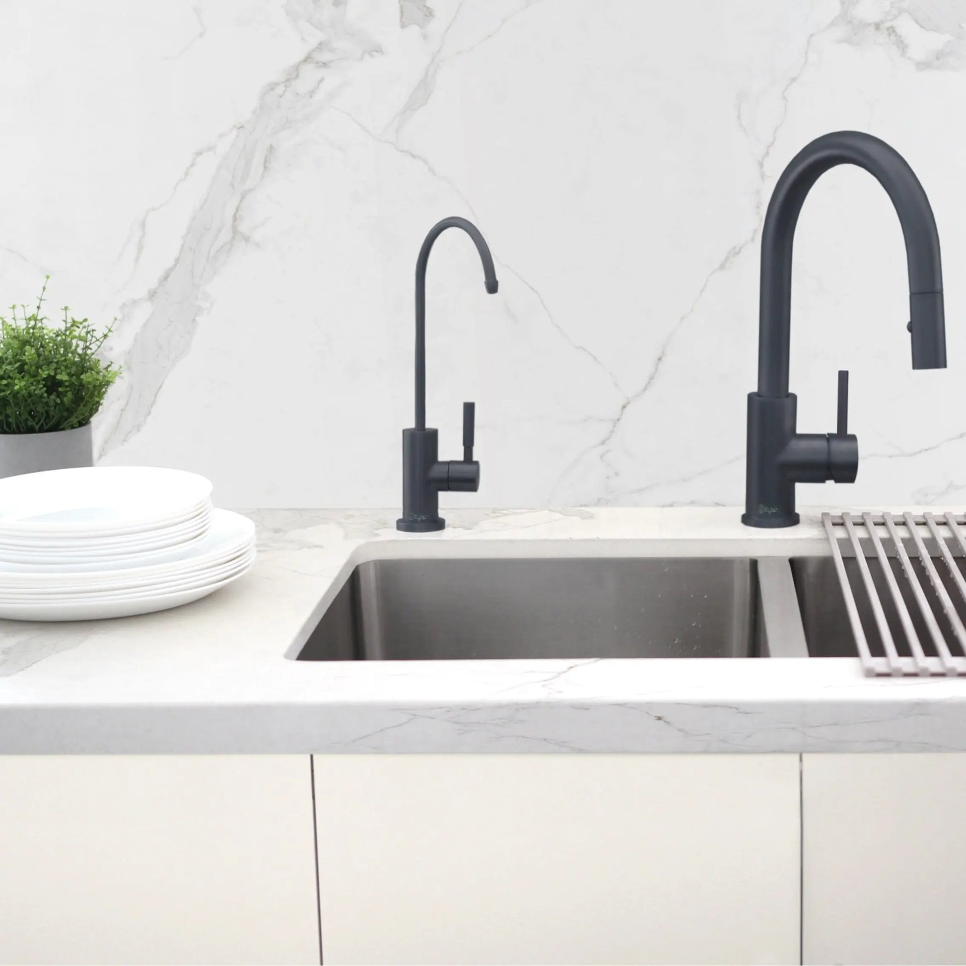 STYLISH Kitchen Sink Drinking Water Tap Faucet, Stainless Steel Matte Black Finish K-142N - Plumbing Market
