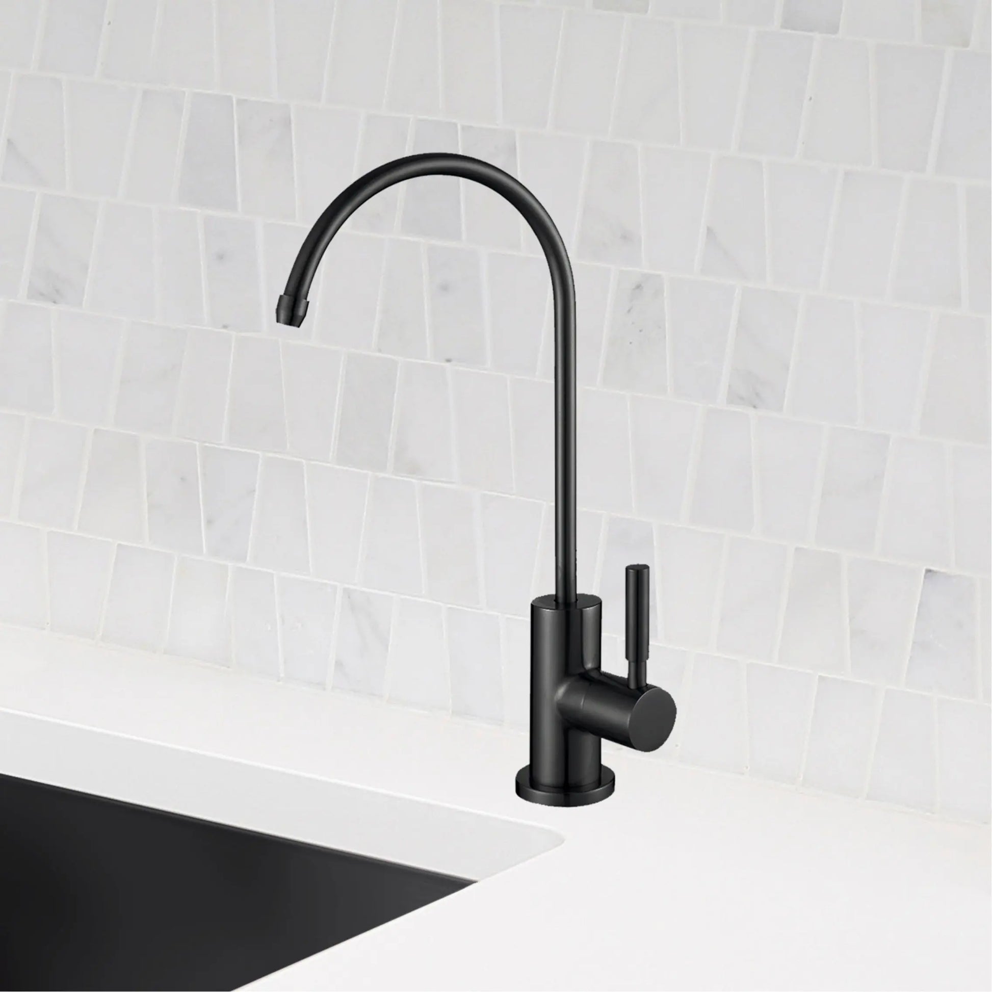 STYLISH Kitchen Sink Drinking Water Tap Faucet, Stainless Steel Matte Black Finish K-142N - Plumbing Market