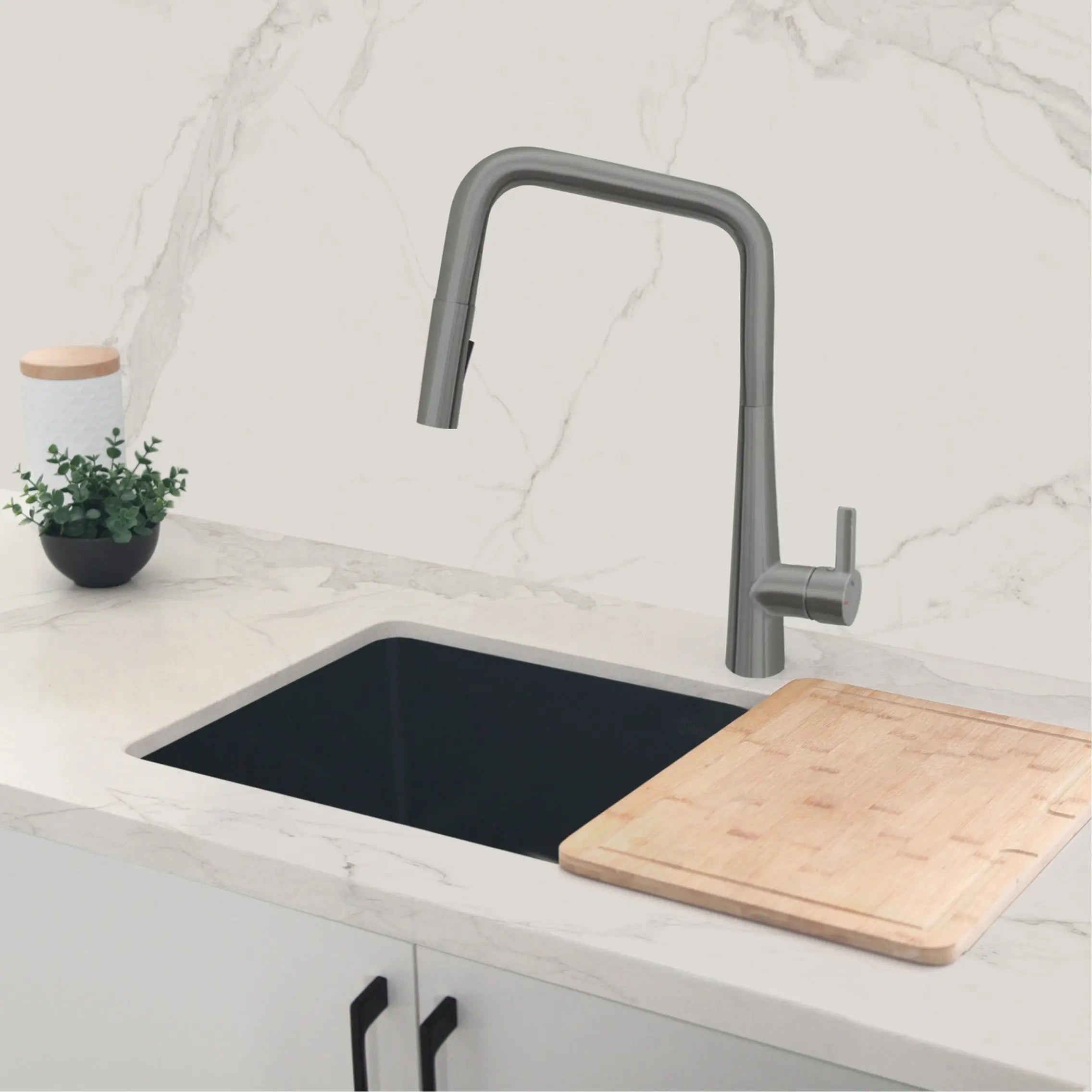 STYLISH Kitchen Sink Faucet Single Handle Pull Down Dual Mode Lead Free Gun Metal K-143P - Plumbing Market