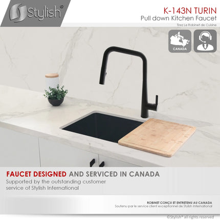 STYLISH Kitchen Sink Faucet Single Handle Pull Down Dual Mode Lead Free Matte Black K-143N - Plumbing Market