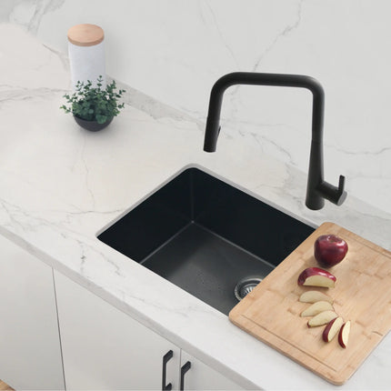 STYLISH Kitchen Sink Faucet Single Handle Pull Down Dual Mode Lead Free Matte Black K-143N - Plumbing Market