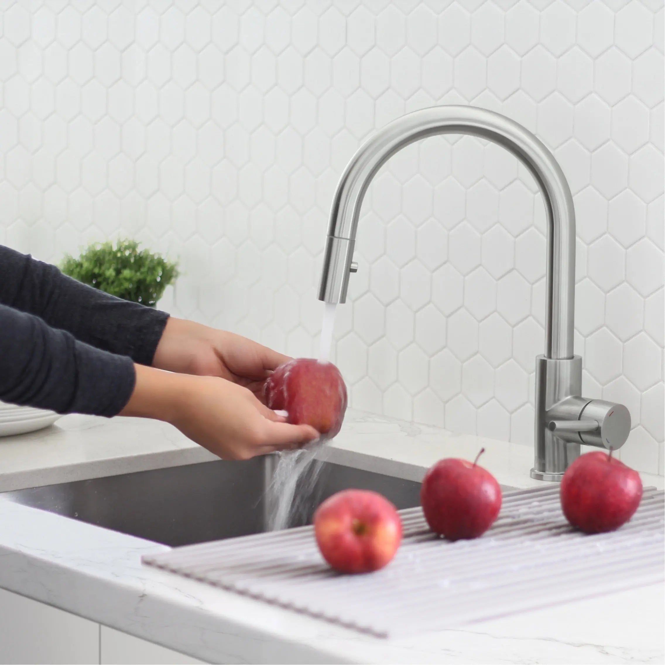 STYLISH Kitchen Sink Faucet Single Handle Pull Down Dual Mode Stainless Steel Brushed Finish K-131S - Plumbing Market