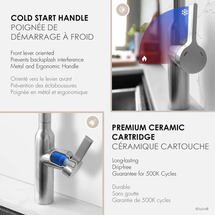 STYLISH Kitchen Sink Faucet Single Handle Pull Down Dual Mode Stainless Steel Brushed Finish K-133S - Plumbing Market