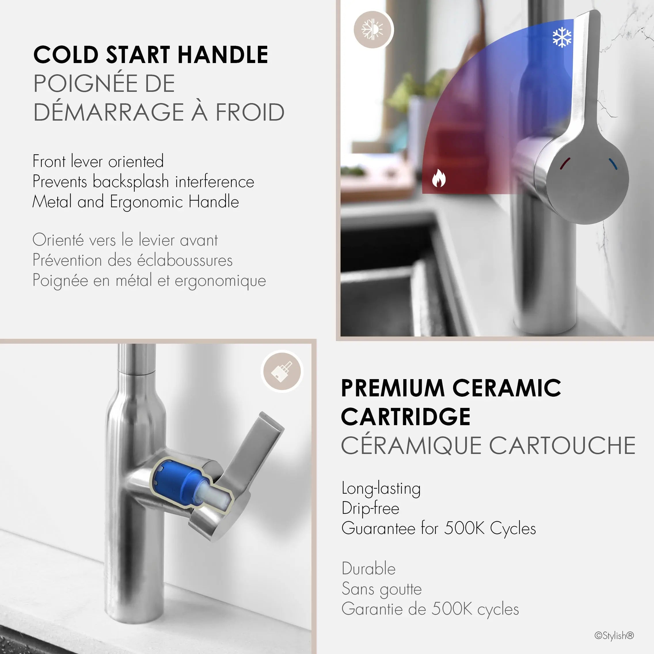 STYLISH Kitchen Sink Faucet Single Handle Pull Down Dual Mode Stainless Steel Brushed Finish K-133S - Plumbing Market
