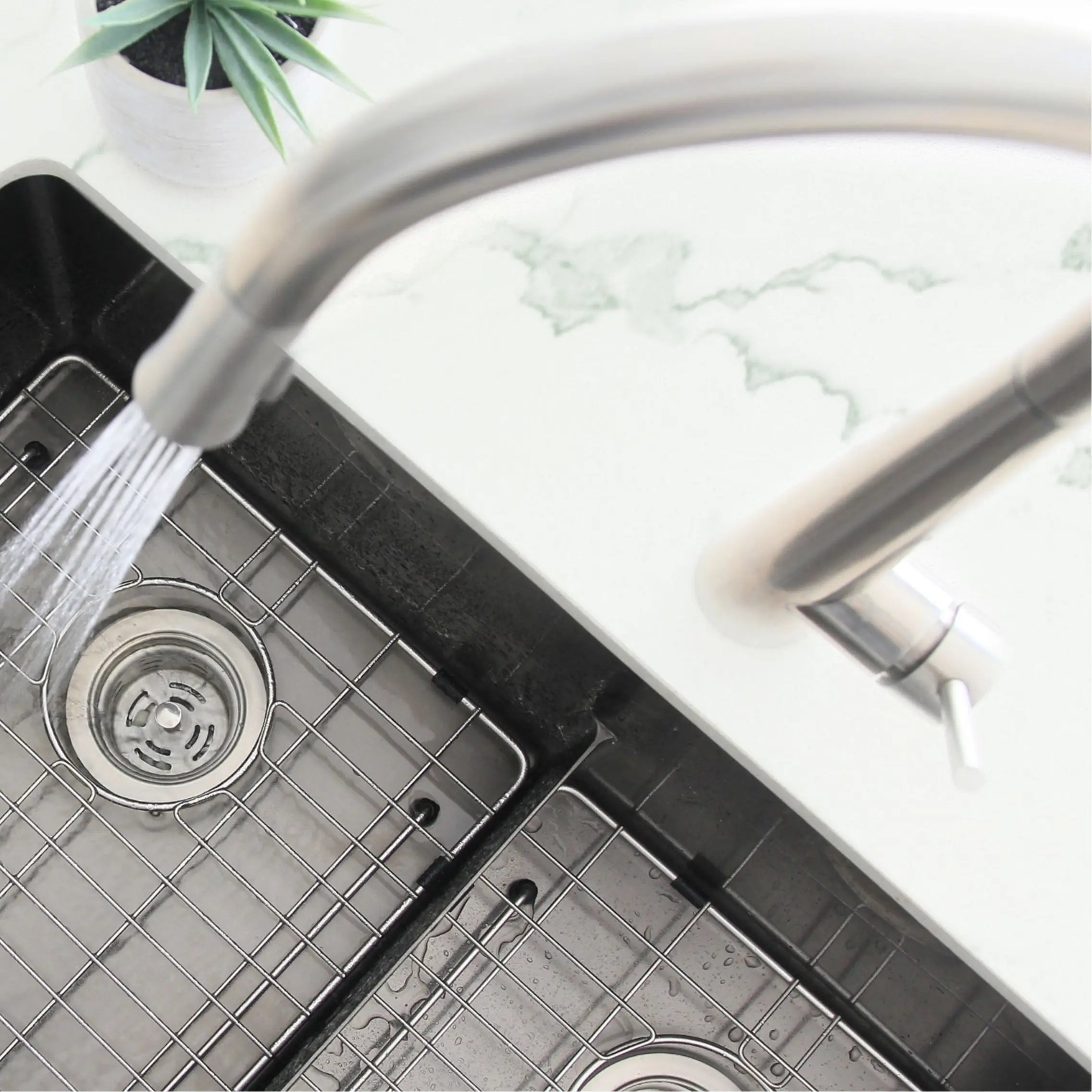 STYLISH Kitchen Sink Faucet Single Handle Pull Down Dual Mode Stainless Steel Brushed Finish K-135S - Plumbing Market