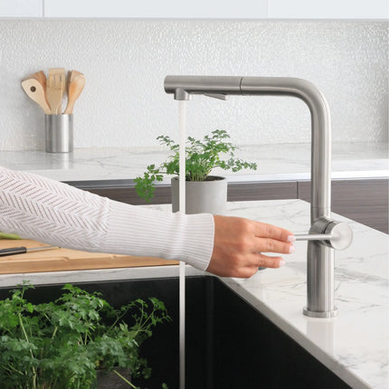 STYLISH Kitchen Sink Faucet Single Handle Pull Down Dual Mode Stainless Steel Brushed Finish K-146S - Plumbing Market